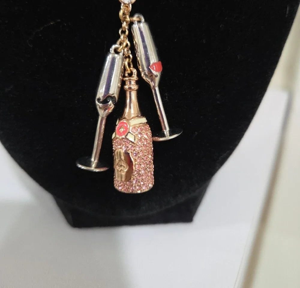 Kate Spade Rose Gold Champagne Bottle Pendant Necklace And Bracelet